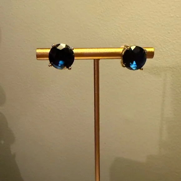 Vintage Y2K KATE SPADE • Navy/Gold Gumdrop Stud Earrings - Picture 6 of 10